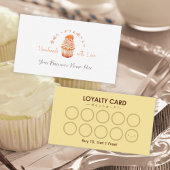 Bakery Loyalty Kaart Cupcake Sinaasappel Waterverf Visitekaartje