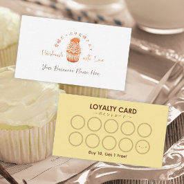 Bakery Loyalty Kaart Cupcake Sinaasappel Waterverf Visitekaartje