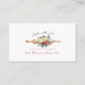 Bakery Loyalty Kaart Rolling Pin Red Floral Elegan Visitekaartje (Voorkant)