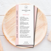 Bakery Menu Price List