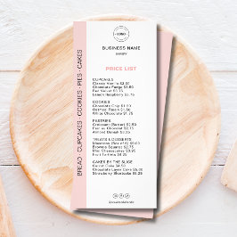 Bakery Menu Price List