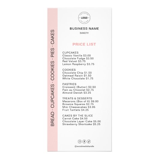 Bakery Menu Price List  (Voorkant)