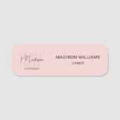 Bakery met monogramlogo roze naamplaatje (Voorkant)