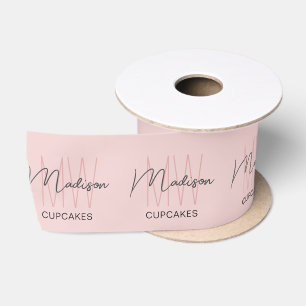 Bakery met monogramlogo roze satijnen lint