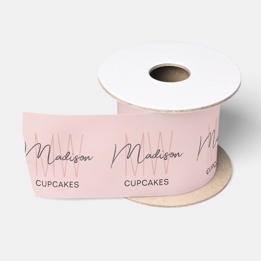 Bakery met monogramlogo roze satijnen lint (Spoel)