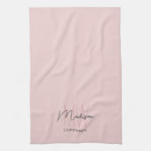 Bakery met monogramlogo roze theedoek (Verticaal)