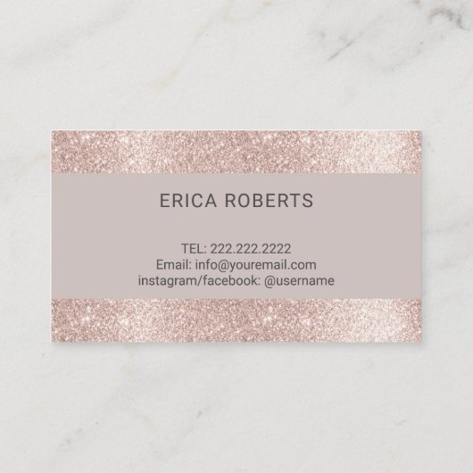 Bakery Modern Blush Roos Gold Glitter Pastry Chef Visitekaartje (Achterkant)