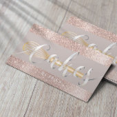 Bakery Modern Blush Roos Gold Glitter Pastry Chef Visitekaartje