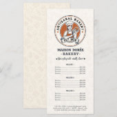 Bakery Pastry Chef Baking Catering Gold Price List Menu (Voorkant / Achterkant)