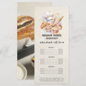Bakery Pastry Chef Baking Catering Gold Price List Menu (Voorkant / Achterkant)