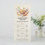Bakery Pastry Chef Baking Catering Gold Price List Menu (Staand voorkant)