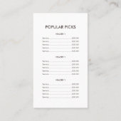 Bakery Pastry Chef Baking Catering Gold Price List Visitekaartje (Achterkant)