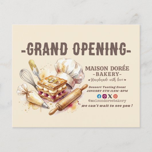 Bakery Pastry Chef Baking Catering Grand Opening Flyer (Voorkant)