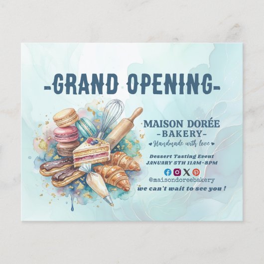 Bakery Pastry Chef Baking Catering Grand Opening Flyer (Voorkant)