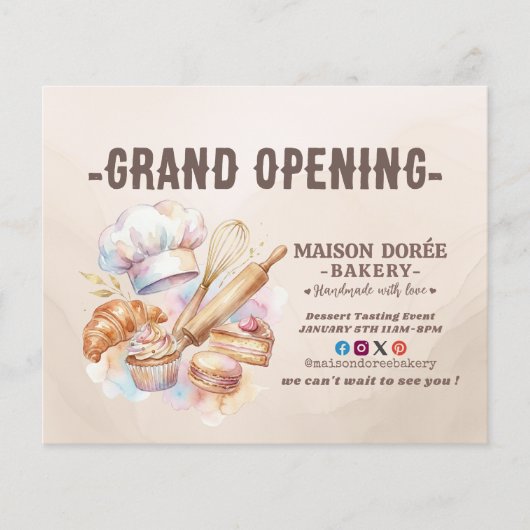 Bakery Pastry Chef Baking Catering Grand Opening Flyer (Voorkant)