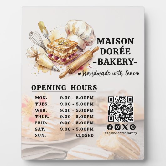 Bakery Pastry Chef Baking Catering Opening Hours Fotoplaat (Voorkant)