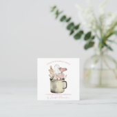 Bakery Pastry Chef café Boho chic floral Vierkante Visitekaartje (Staand voorkant)