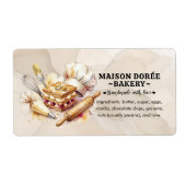 Bakery Pastry Chef Cake Baker Food Ingredient Etiket (Voorkant)