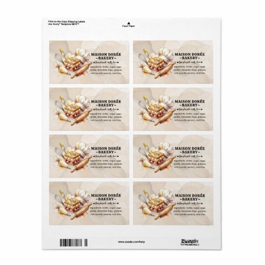 Bakery Pastry Chef Cake Baker Food Ingredient Etiket (Full Sheet)