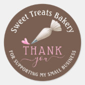 Bakery Pastry Chef Coffee Brown Thank You Ronde Sticker (Voorkant)