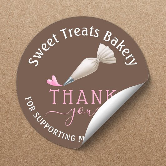 Bakery Pastry Chef Coffee Brown Thank You Ronde Sticker