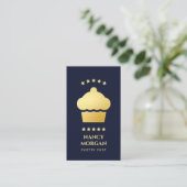 Bakery Pastry Chef Cupcake Navy And Gold Visitekaartje (Staand voorkant)