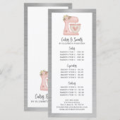 Bakery Pastry Chef Dessert Menu Price List (Voorkant / Achterkant)