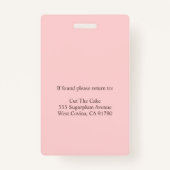 Bakery Pastry Chef Employee Foto ID Badge (Achterkant)