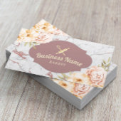 Bakery Pastry Chef Floral Trendy Marble Visitekaartje