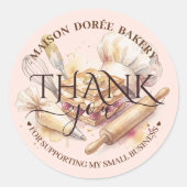 Bakery Pastry Chef Gold Baking Catering Thank You Ronde Sticker (Voorkant)
