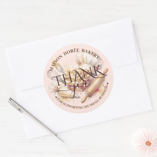 Bakery Pastry Chef Gold Baking Catering Thank You Ronde Sticker (Envelop)