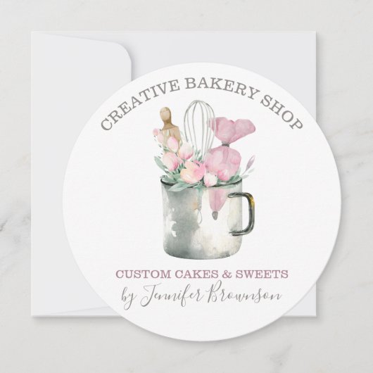 Bakery Pastry Chef mug Boho chic flower patisserie Kaart (Voorkant)