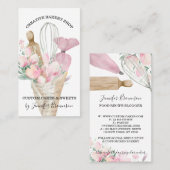 Bakery Pastry Chef Roze Flowers Boho Visitekaartje (Voorkant / Achterkant)
