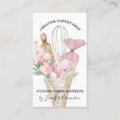 Bakery Pastry Chef Roze Flowers Boho Visitekaartje (Voorkant)