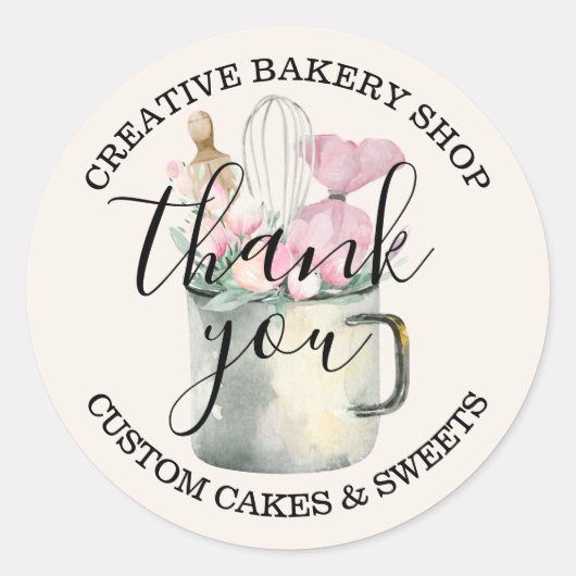 Bakery Pastry Chef schattig ivoor bedankt Ronde Sticker (Voorkant)