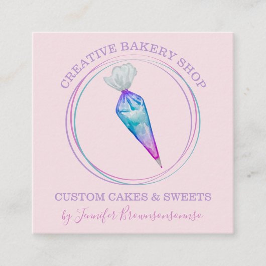 Bakery Pastry Chef uniek Vierkante Visitekaartje (Voorkant)