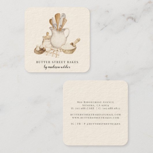 Bakery Pastry Chef Vierkante Visitekaartje (Voorkant / Achterkant)