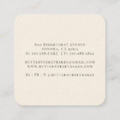 Bakery Pastry Chef Vierkante Visitekaartje (Achterkant)