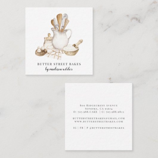 Bakery Pastry Chef Vierkante Visitekaartje (Voorkant / Achterkant)