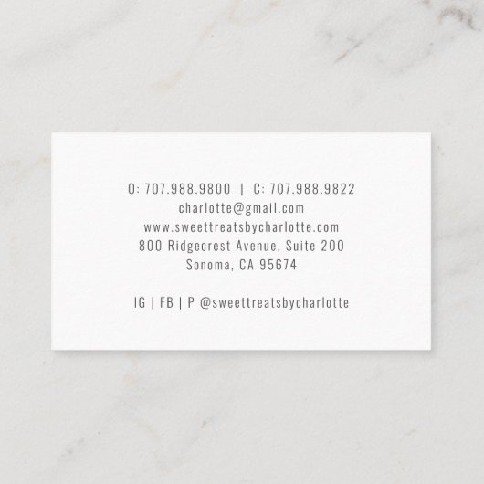 Bakery Pastry Chef Visitekaartje (Achterkant)