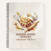 Bakery Pastry Chef Watercolor Gold Baking Catering Notitieboek (Voorkant)