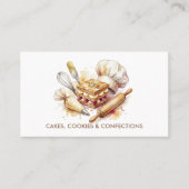Bakery Pastry Chef Watercolor Gold Baking Catering Visitekaartje (Voorkant)