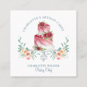 Bakery Pastry Chef Waterverf Cake Dessert Vierkante Visitekaartje