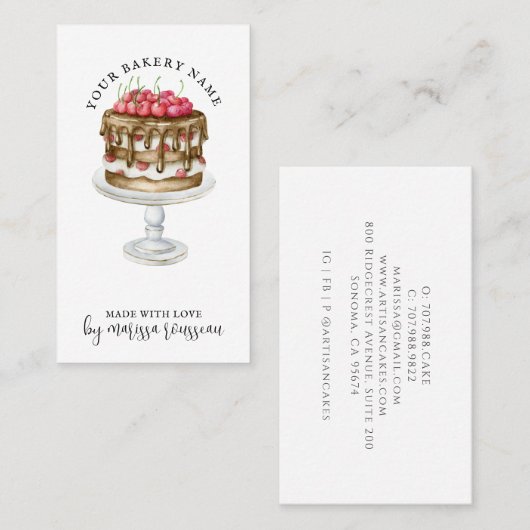 Bakery Pastry Chef Waterverf Cake Dessert Visitekaartje (Voorkant / Achterkant)