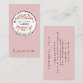 Bakery Pastry Chef Waterverf Desserts Pink Visitekaartje (Voorkant / Achterkant)
