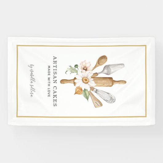 Bakery Pastry Chef Waterverf Tools Business Banne Spandoek (Horizontaal)