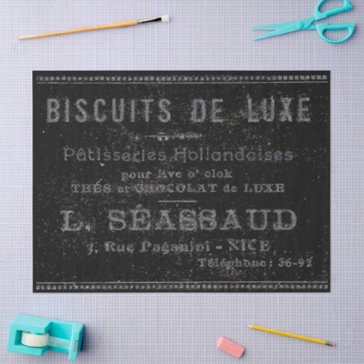 Bakery Patisserie Franse grens zwart-wit Tissuepapier (Craft)