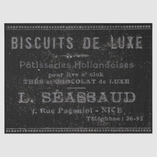 Bakery Patisserie Franse grens zwart-wit Tissuepapier (Voorkant)