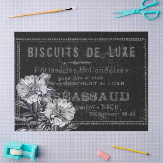 Bakery Patisserie French  Black Ad Peony Tissuepapier (Craft)