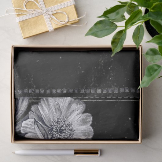 Bakery Patisserie French Black Ad Peony Tissuepapier (Geschenk)